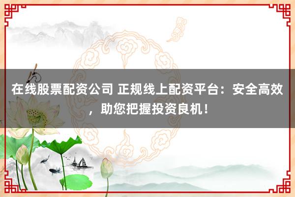 在线股票配资公司 正规线上配资平台:安全高效,助您把握投资良机!