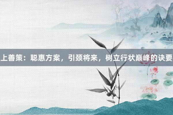 上善策：聪惠方案，引颈将来，树立行状巅峰的诀要