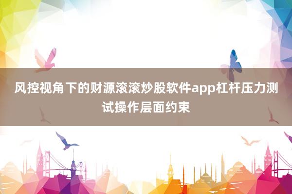 风控视角下的财源滚滚炒股软件app杠杆压力测试操作层面约束