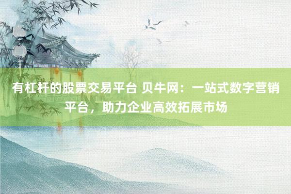 有杠杆的股票交易平台 贝牛网:一站式数字营销平台,助力企业高效拓展市场