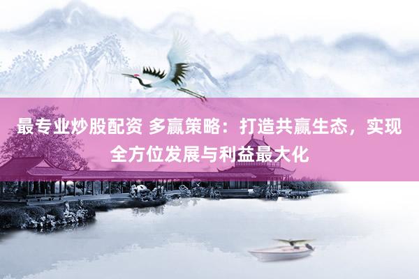 最专业炒股配资 多赢策略:打造共赢生态,实现全方位发展与利益最大化