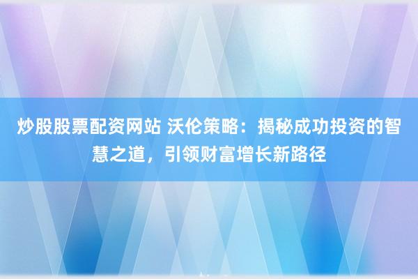 炒股股票配资网站 沃伦策略：揭秘成功投资的智慧之道，引领财富增长新路径