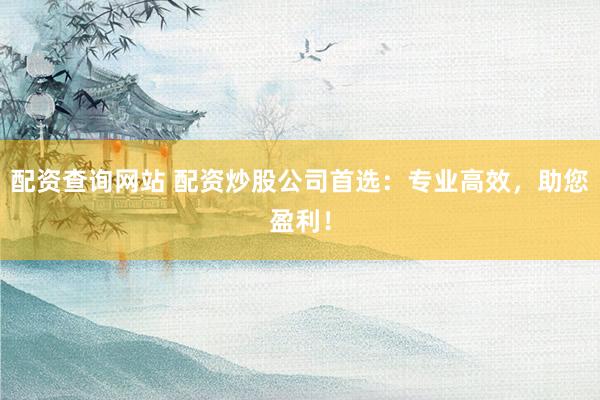 配资查询网站 配资炒股公司首选:专业高效,助您盈利!